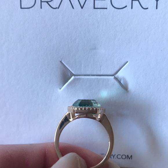 Joy Dravecky | Chloe Ombré Green Glass Stone In Cubic Zirconia Pave Ring - Picture 7 of 10